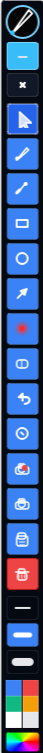 Current PenslideFree toolbar with drawing, capture, clipboard, reset, pen size, and color buttons